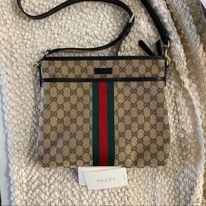 Authentic Gucci Crossbody Zipper Satchel Bag